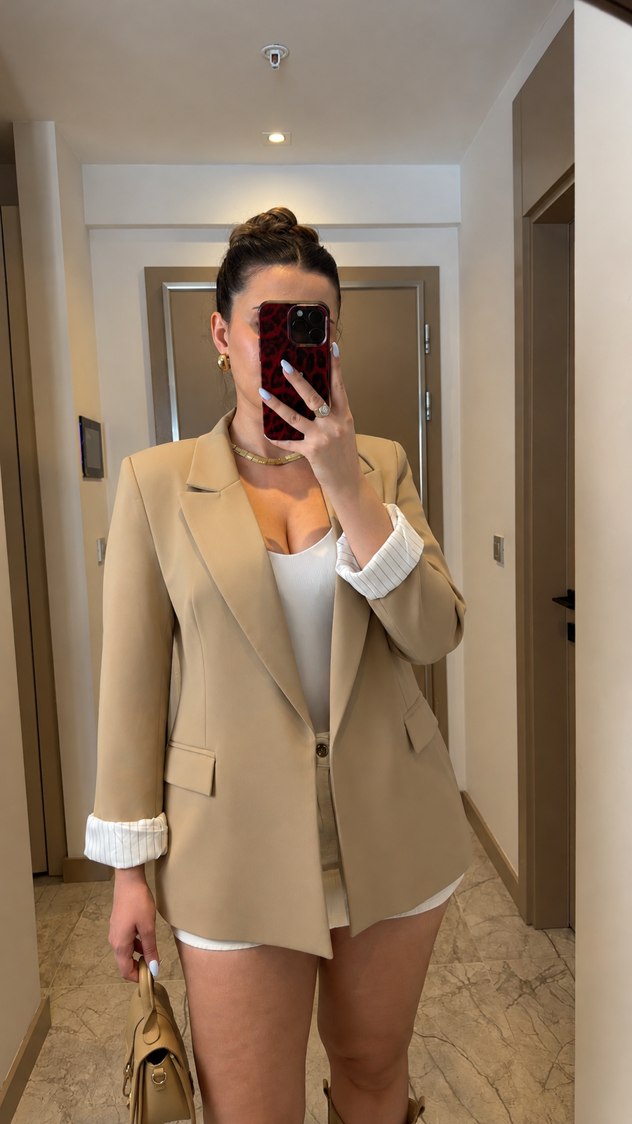 Camel Blazer Ceket
