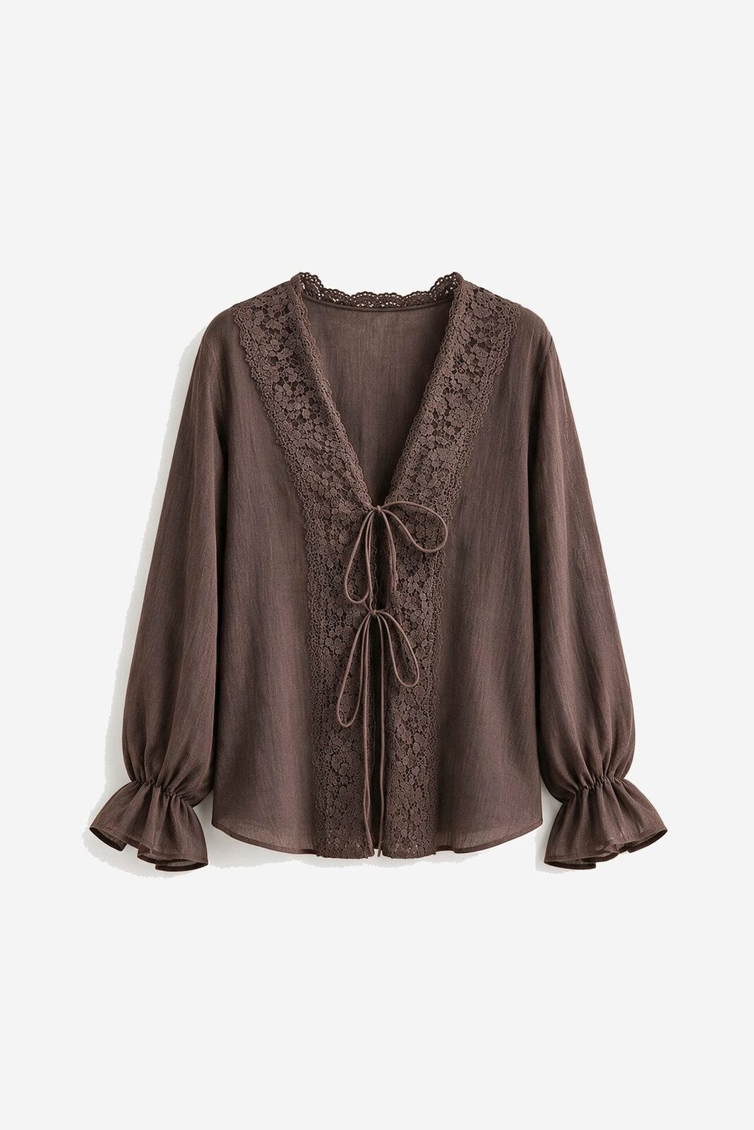Lace Bohem Kahve Bluz