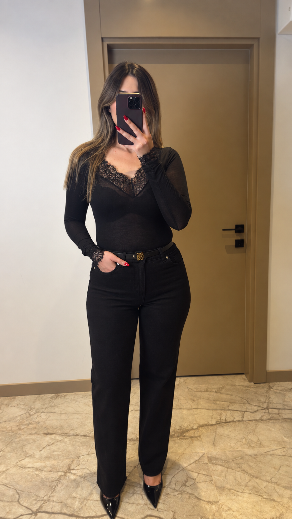 Yüksek Bel Wide Leg Jean – Siyah